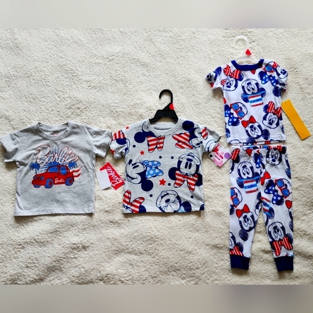 NWT baby / toddler girl Patriotic summer 4th of July clothes bundle, size 18 mnt